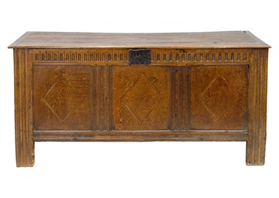 Lot 1231 - An 18th century oak coffer.