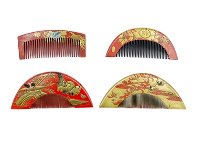Lot 1019 - A Japanese red, gold and black lacquered comb, Edo period.