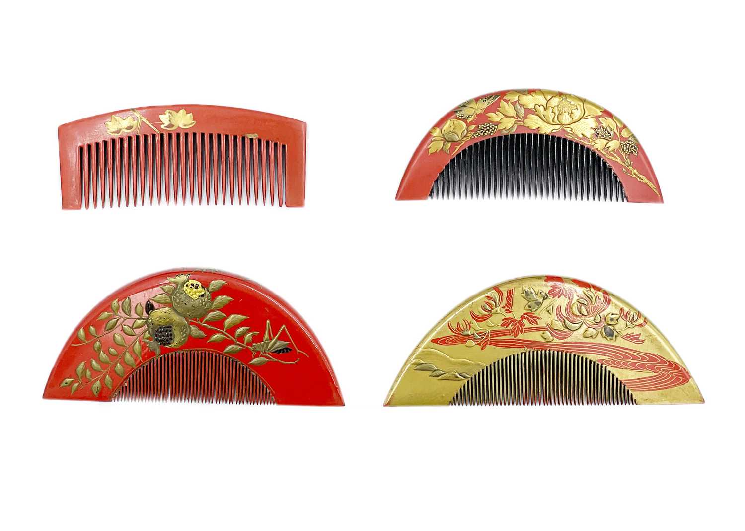 Lot 392 - A Japanese red, gold and black lacquered