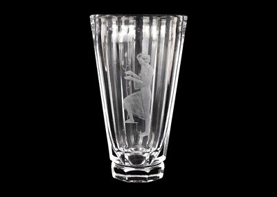 Lot 11 - A Kosta Boda glass faceted etched vase.