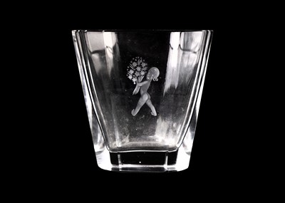 Lot 11 - A Kosta Boda glass faceted etched vase.