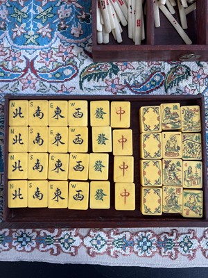 Lot 28 - A mahogany cased mahjong set.