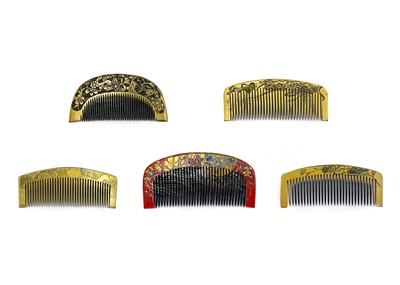Lot 1027 - Five Japanese combs, Meiji period.