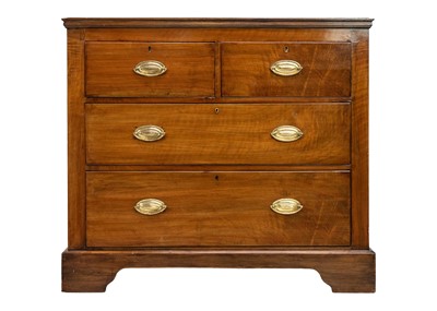 Lot 625 - An Edwardian walnut chest of two short and two long drawers.