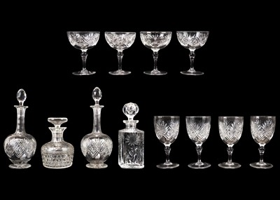 Lot 437 - A pair of shaft and globe cut glass decanters and stoppers.