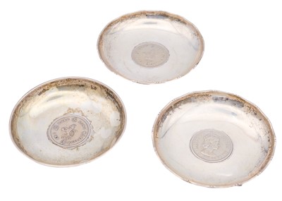 Lot 27 - Three modern Chinese sterling silver pin dishes.