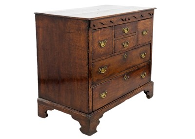 Lot 1284 - A 18th century oak chest of drawers.