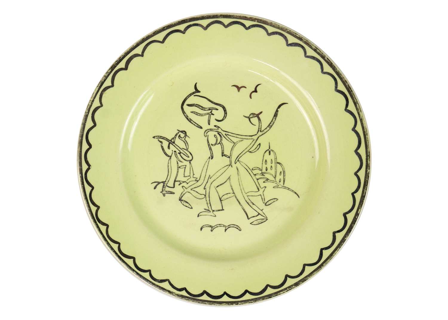 Lot 17 - A 1930s Clarice Cliff Bizarre circular plate designed by Ernest Procter A.R.A.