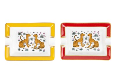 Lot 382 - A Hermes pair of porcelain ashtrays.