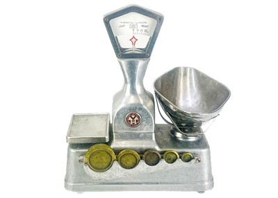 Lot 158 - A set of Vandome and Hart Ltd of London aluminium shop scales.