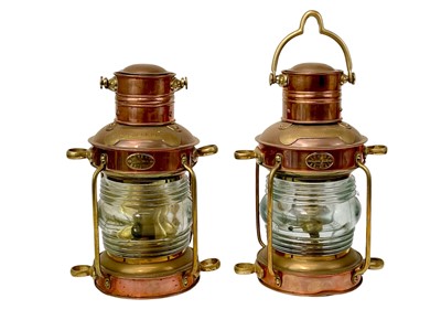 Lot 157 - A pair of copper and brass Anchorlight ship's lights.