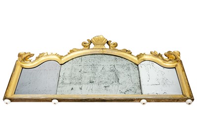 Lot 61 - A Queen Anne gilt gesso overmantel mirror.