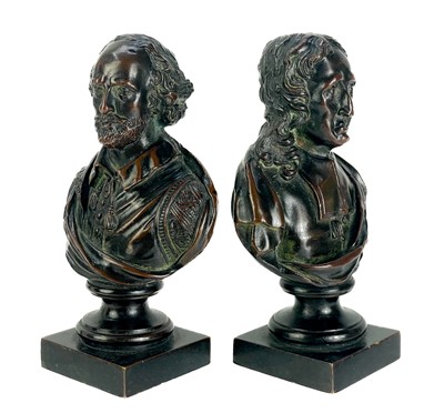 Lot 270 - A pair of small 19th century bronze busts.