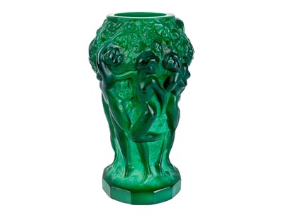 Lot 451 - An Art Deco Czech malachite pressed glass vase.