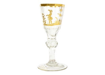 Lot 408 - A Bohemian gilt decorated wine glass.