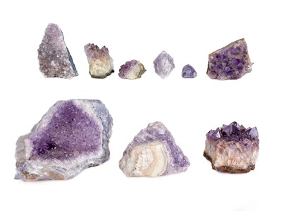 Lot 333 - A collection of nine amethyst mineral specimens.