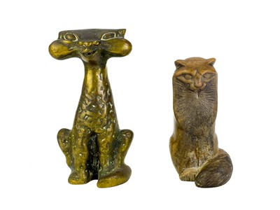 Lot 375 - A bronze cat figurine.