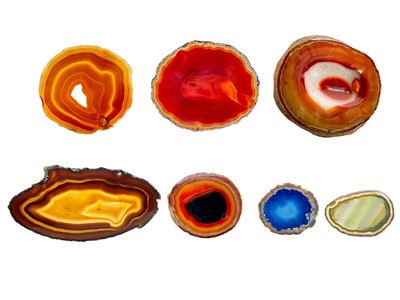 Lot 353 - A collection of eight cut and polished agate slices.