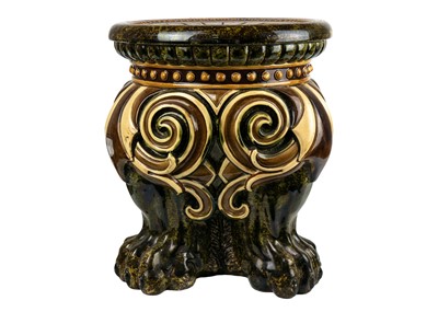 Lot 376 - A German majolica stand or garden stool by Wilhelm Schiller and Son.