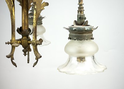 Lot 88 - A 19th century glit brass three branch chandelier.