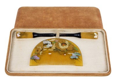 Lot 438 - Six Japanese cased comb and kogai sets.