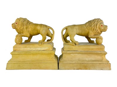 Lot 377 - A pair of early 20th century terracotta Medici lions.