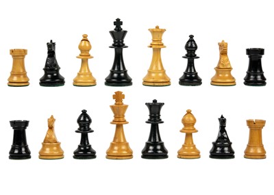 Lot 253 - A boxwood and ebony Staunton pattern chess set