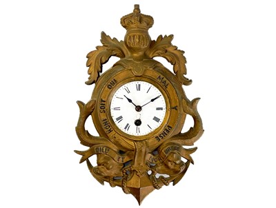 Lot 552 - A late 19th century nautical themed cast metal wall clock.