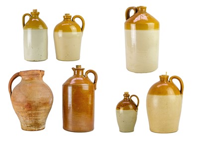 Lot 1330 - A Price, Bristol stoneware flagon, stamped for T Heynes & Son Helston.