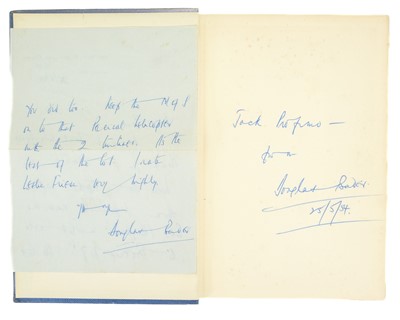 Lot 285 - Signed Douglas Bader with John 'Jack' Profumo interest.