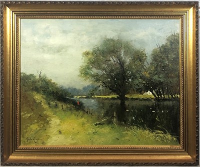 Lot 628 - John AMBROSE (1931-2010) 'Willow Bank II' Oil...