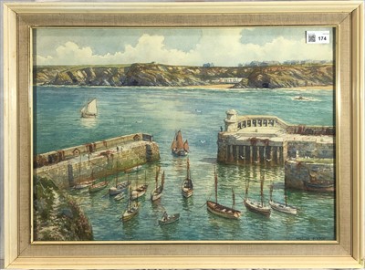 Lot 174 - Douglas H. PINDER (1886-1949) 'Newquay Harbour'...