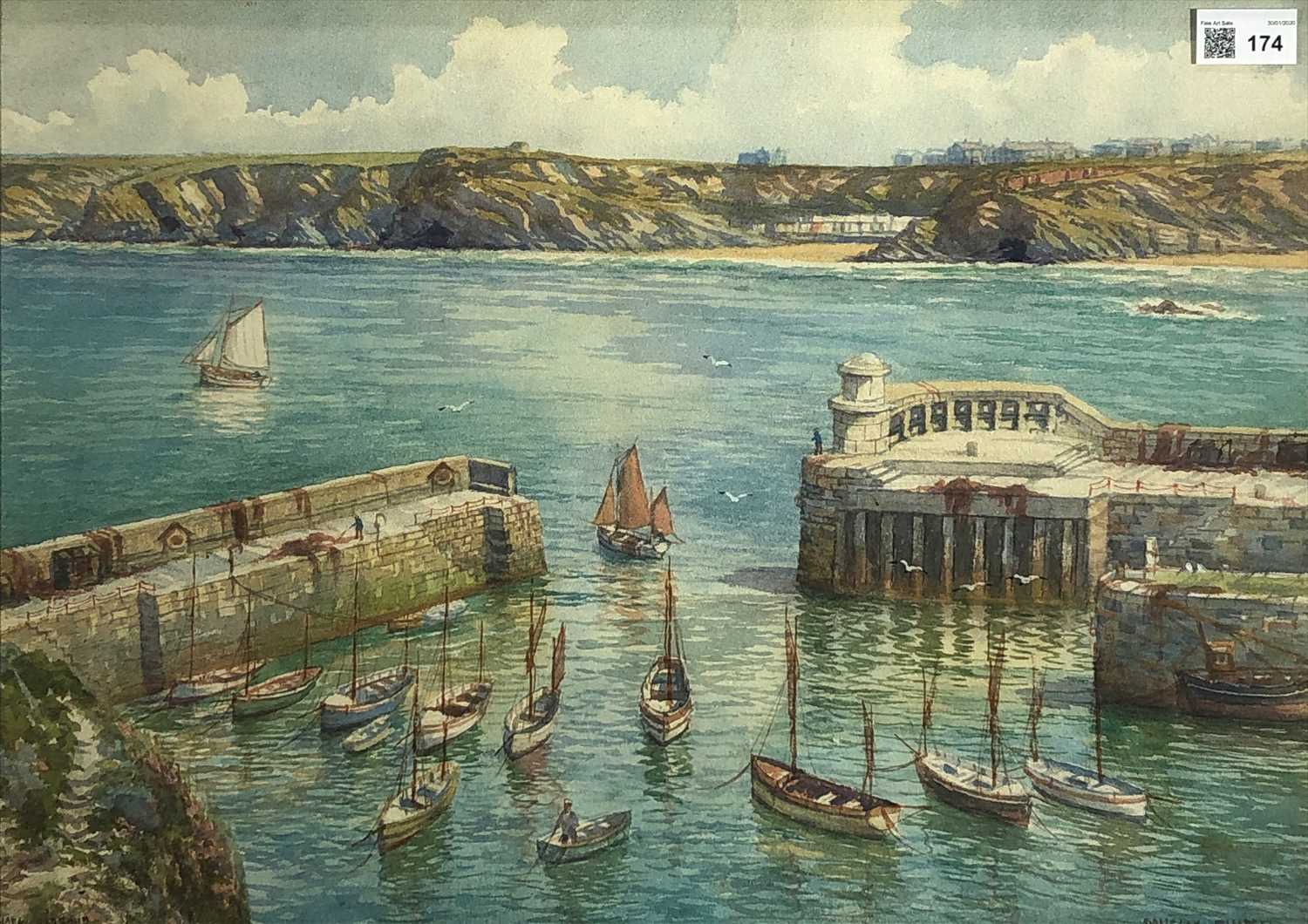 Lot 174 - Douglas H. PINDER (1886-1949) 'Newquay Harbour'...