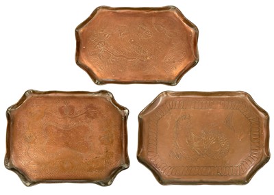 Lot 19 - An Arts and Crafts copper tray probably Eustace of Hayle.