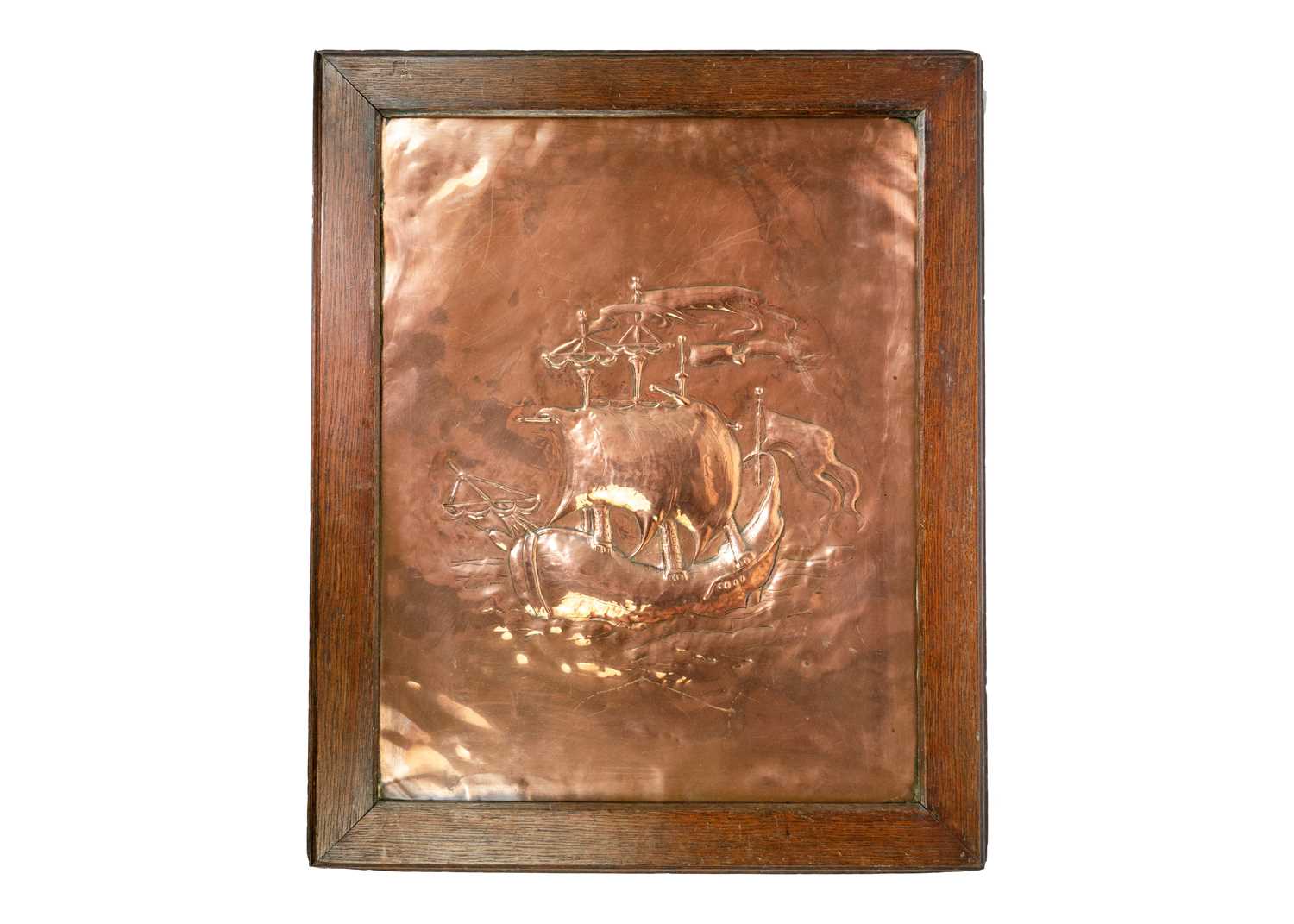 Lot 159 - An Arts and Crafts copper rectangular panel.