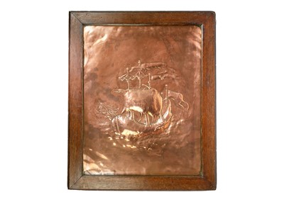 Lot 159 - An Arts and Crafts copper rectangular panel.