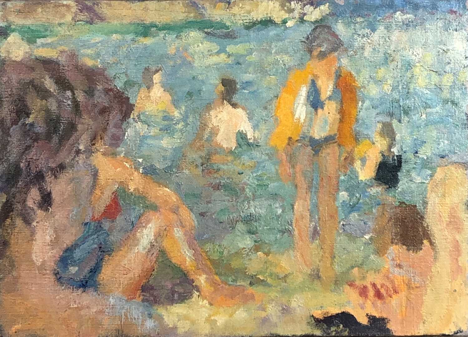 Lot 489 - John HARVEY (b.1935) Bathers Oil on canvas St...