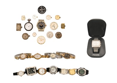 Lot 213 - A selection of wristwatches and watch movements for repairs or spares.