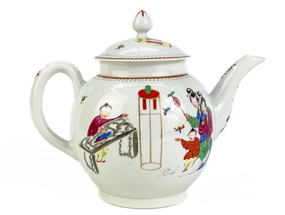 Lot 455 - A Worcester porcelain globular teapot and cover.