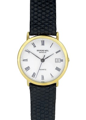 Lot 169 - RAYMOND WEIL - An 18ct electroplated gentleman's quartz dress wristwatch.