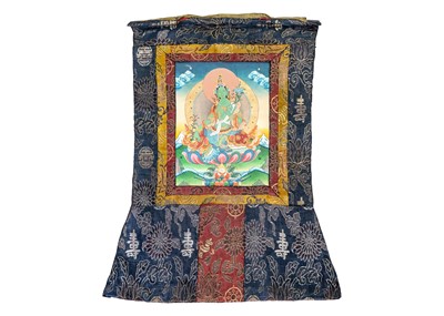 Lot 1084 - A Tibetan painted Thangka, mid 20th century.