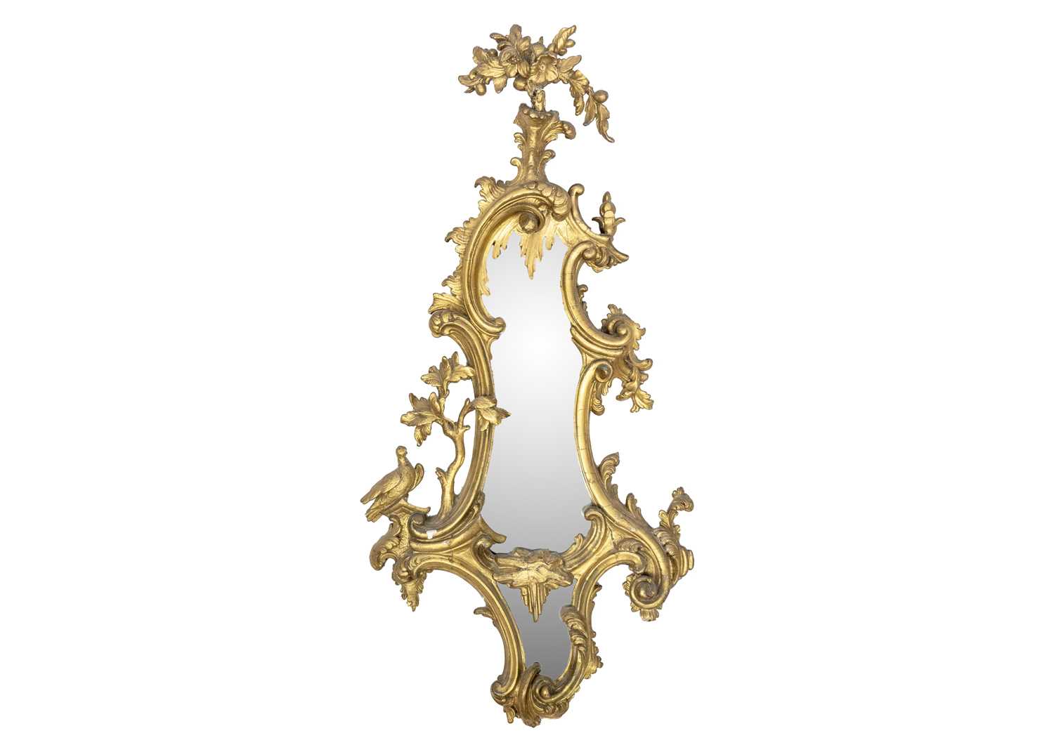 Lot 65 - A carved gilt wood and gesso girandole mirror.