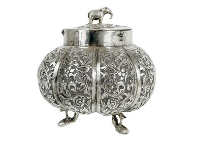 Lot 71 - An Indian silver lidded pot, early 20th century.