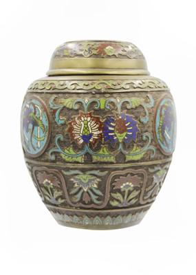 Lot 504 - A Chinese bronze and champleve ginger jar and cover, 20th century.