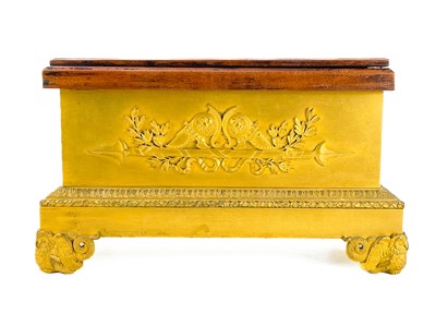Lot 243 - A French Empire ormolu rectangular plinth base.