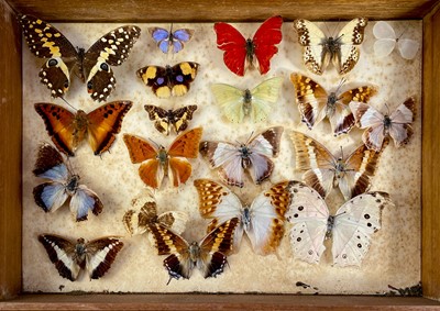 Lot 167 - A Victorian velvet framed bevelled edge wall mirror with integral shelf and pair of candle sconces.
