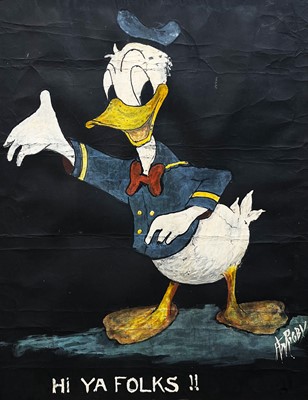 Lot 179 - MId-Century oil on paper of Donald Duck