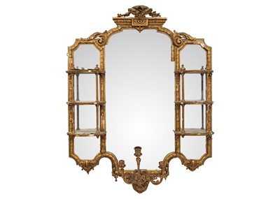 Lot 1625 - A late Victorian gilt gesso girandole wall mirror.