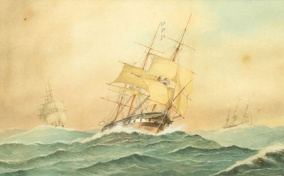 Lot 1133 - A late 19th century maritime watercolour.