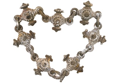 Lot 123 - A heavy bronze hall or sanctuary lamp chain.